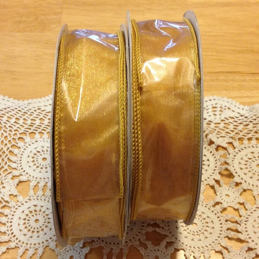 Gold Christmas or Thanksgiving Ribbon, gift ribbon or to make wreaths
